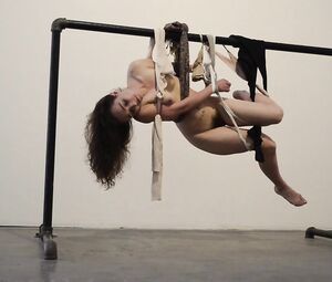 Naked on Stage Art Performance - Katiana Suspendid