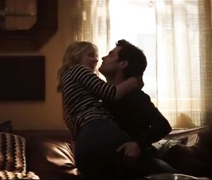 TV series You sex scenes of blonde girl Elizabeth Lail kissing and being humped