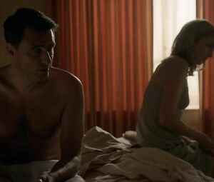 Caitlin FitzGerald gets it on and makes man cum in no time in Masters of Sex S03E08 (2015)