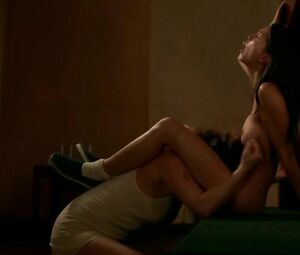 Shameless sex scene of Asian movie star Kimiko Glenn nude getting it on with lesbian